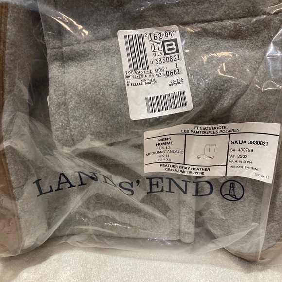 Lands' End Soft Gray Fleece leather Booties brand new, and sealed package Sz 12 - Picture 8 of 10